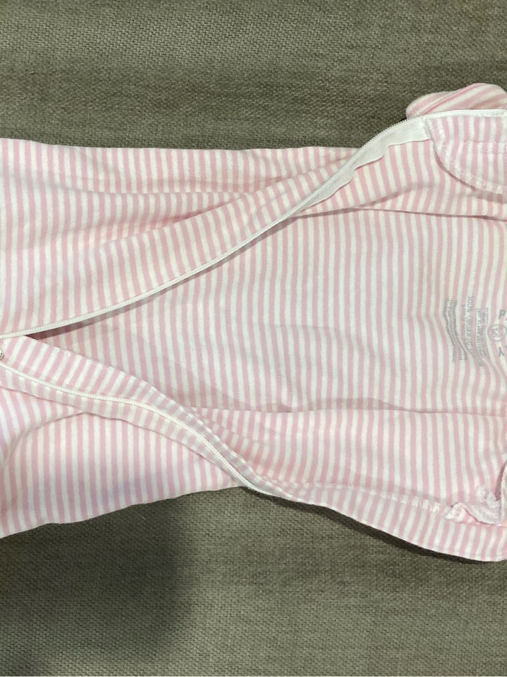 Primary Soft Pink Stripe Zipper Baby One-Piece - Picture 4 of 4